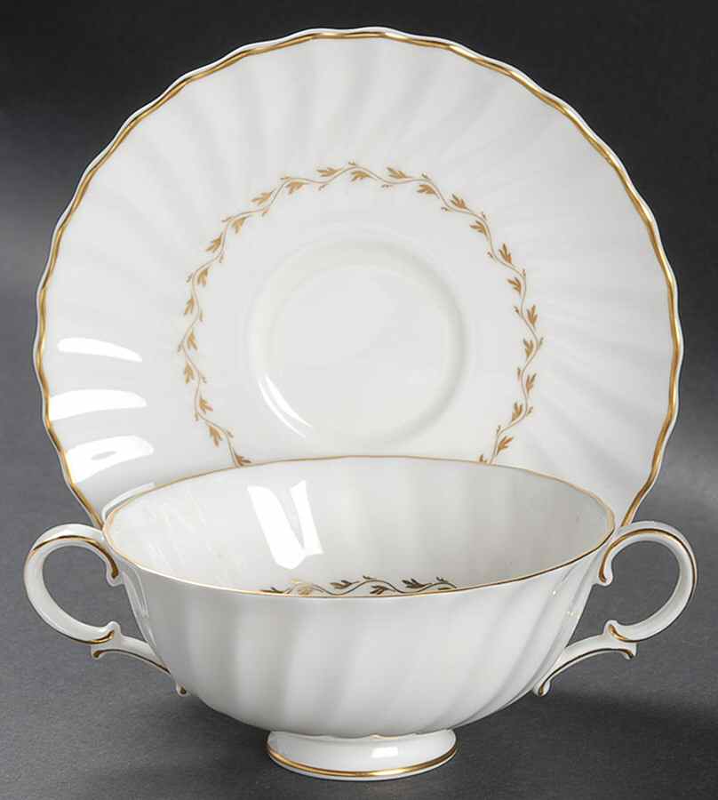 Adrian Footed Cream Soup Bowl & Saucer Set by Royal Doulton-1