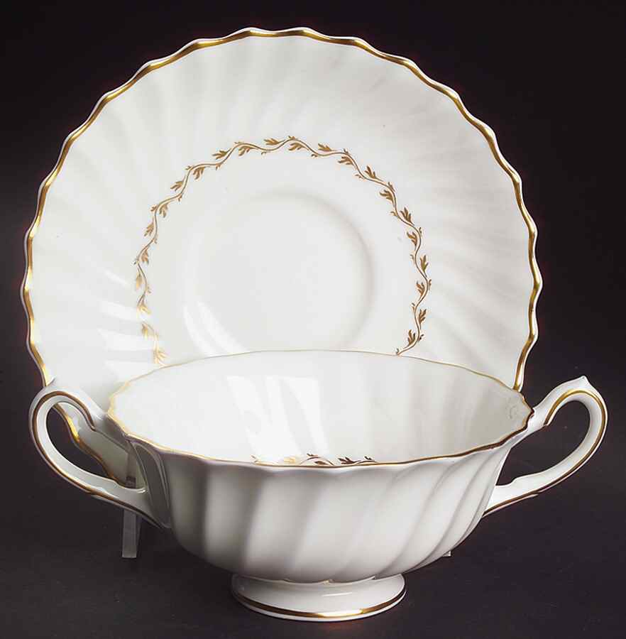 Adrian Footed Cream Soup Bowl & Saucer Set by Royal Doulton-1