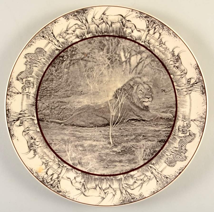 African Series Dark Brown Black 13" Chop Plate (Round Platter) by Royal Doulton-1