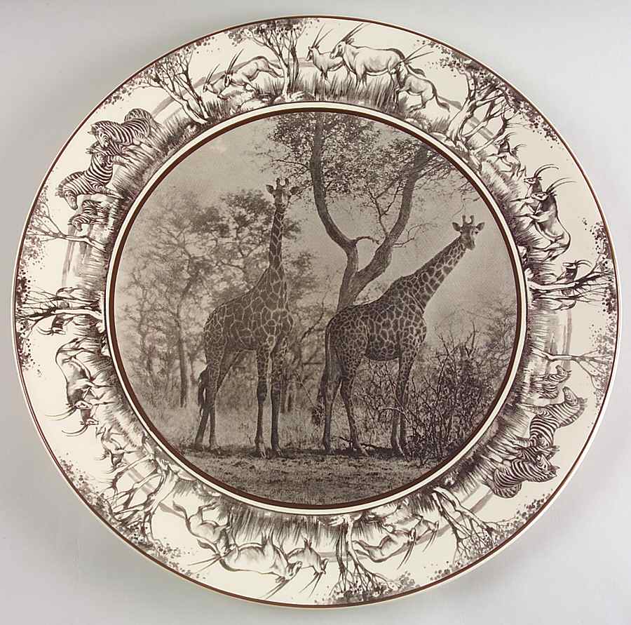 African Series Dark Brown Black 13" Chop Plate (Round Platter) by Royal Doulton-1