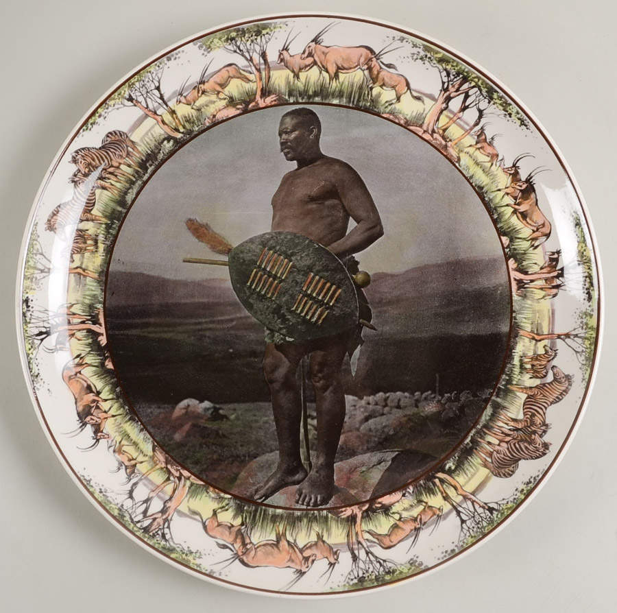 African Series Multicolor (Coupe) 13" Chop Plate (Round Platter) by Royal Doulton-1