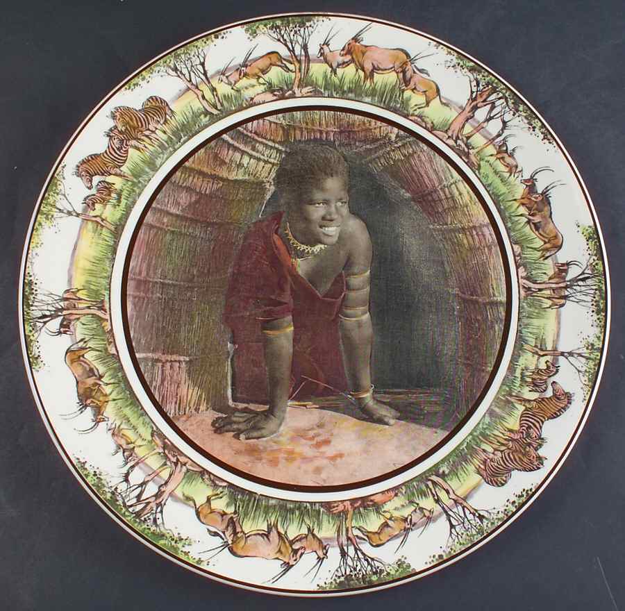 African Series Multicolor (Coupe) 13" Chop Plate (Round Platter) by Royal Doulton-1