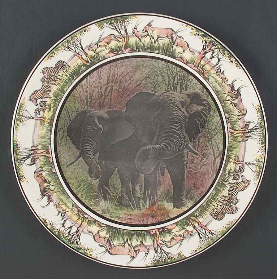 African Series Multicolor (Coupe) 13" Chop Plate (Round Platter) by Royal Doulton-1