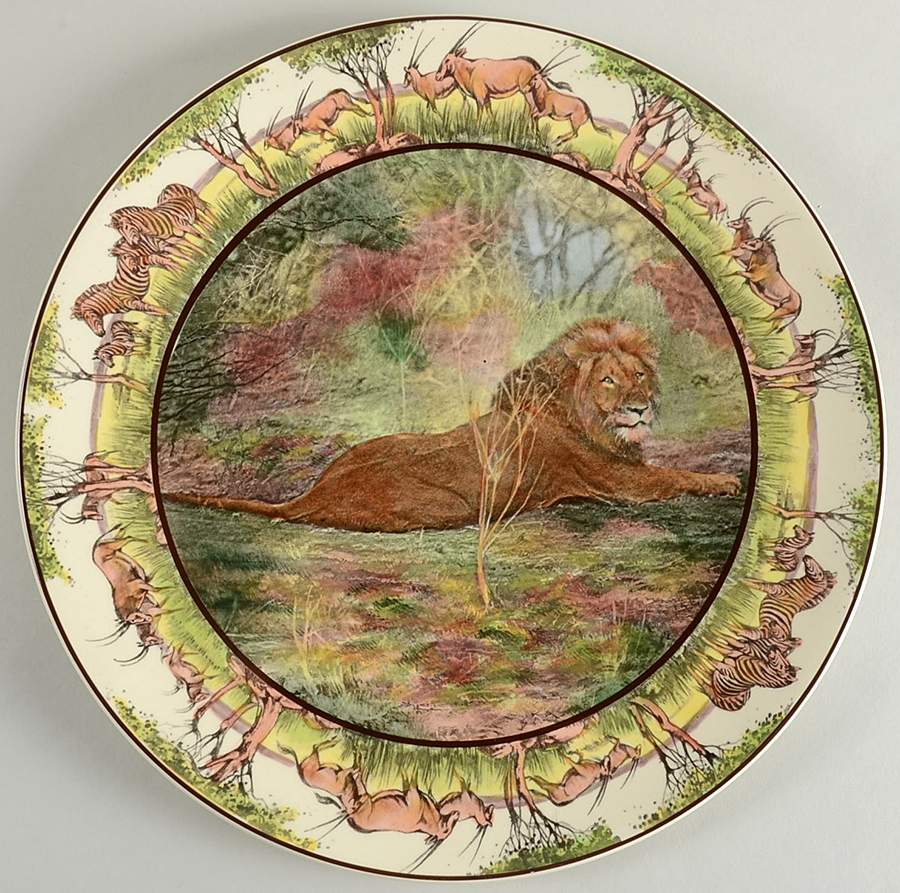 African Series Multicolor (Coupe) 13" Chop Plate (Round Platter) by Royal Doulton-1