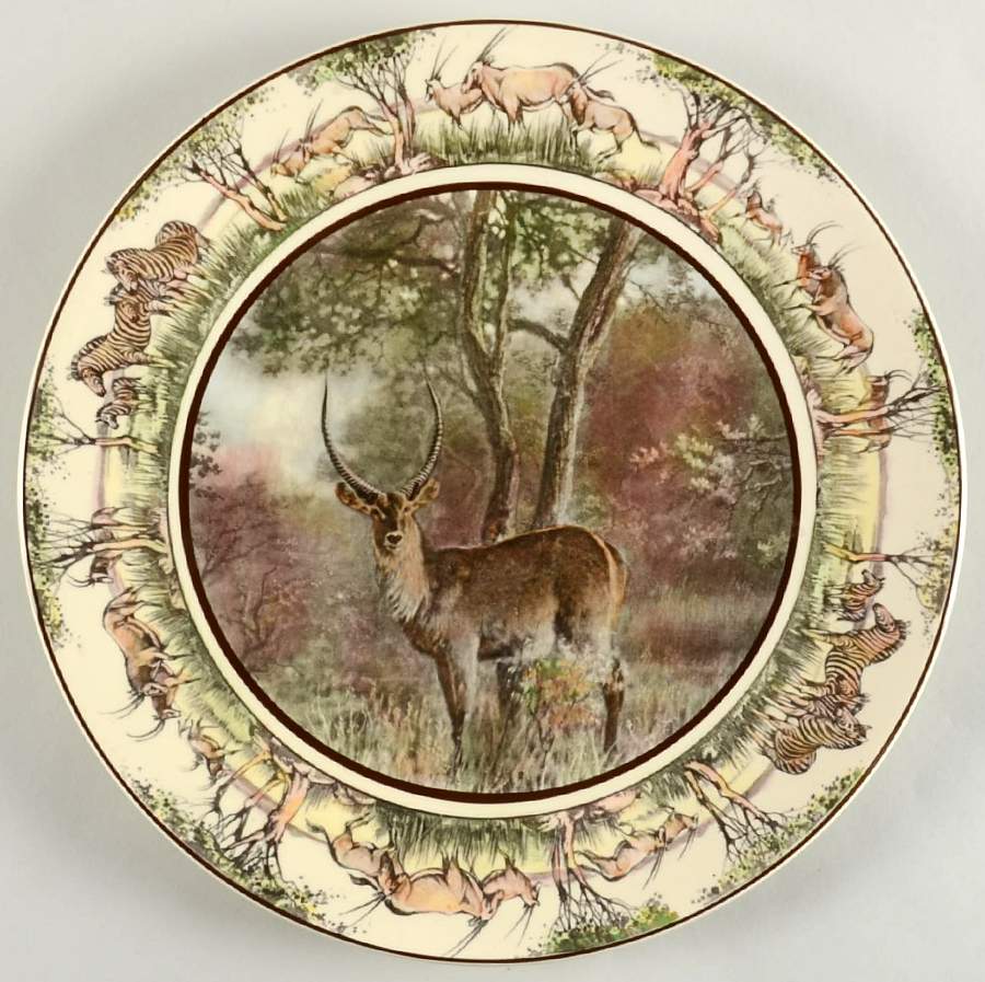 African Series Multicolor (Coupe) 13" Chop Plate (Round Platter) by Royal Doulton-1