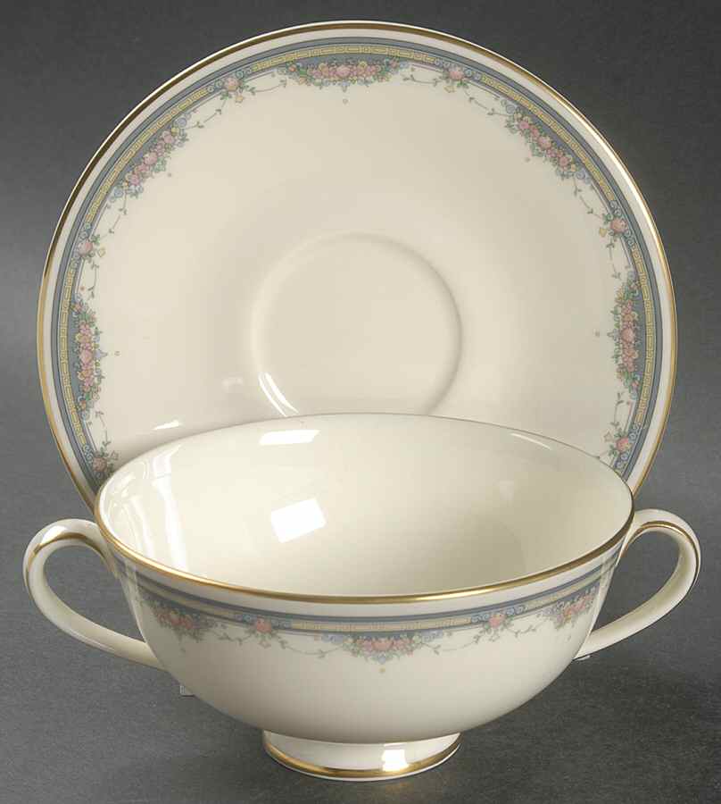 Albany Footed Cream Soup Bowl & Cup Saucer Set by Royal Doulton-1