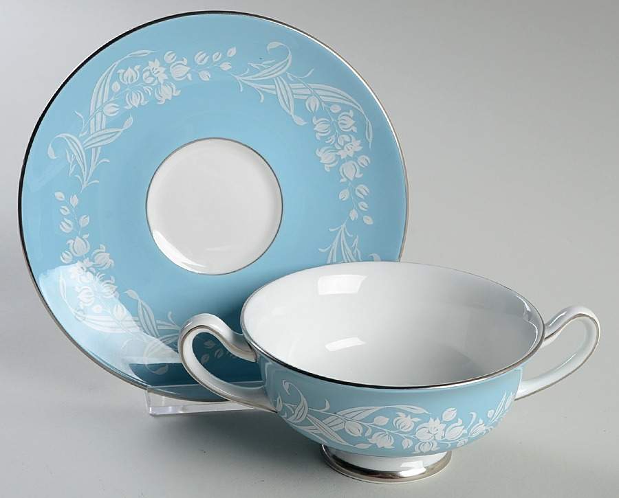 Alexandria Footed Cream Soup Bowl & Saucer Set by Royal Doulton-1