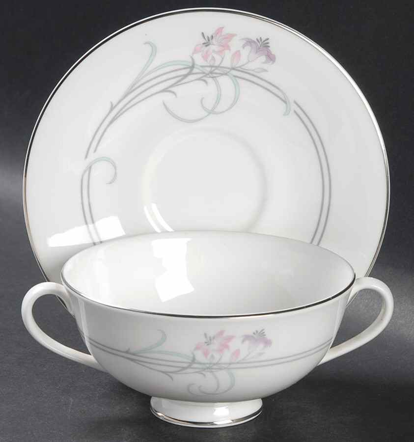 Allegro Footed Cream Soup Bowl & Saucer Set by Royal Doulton-1