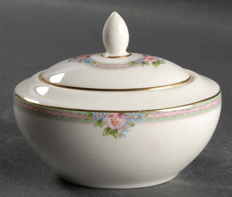 Amelia (White Background) Sugar Bowl & Lid by Royal Doulton-1