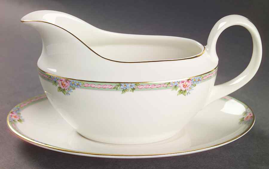 Amelia (White Background) Gravy Boat & Underplate by Royal Doulton-1