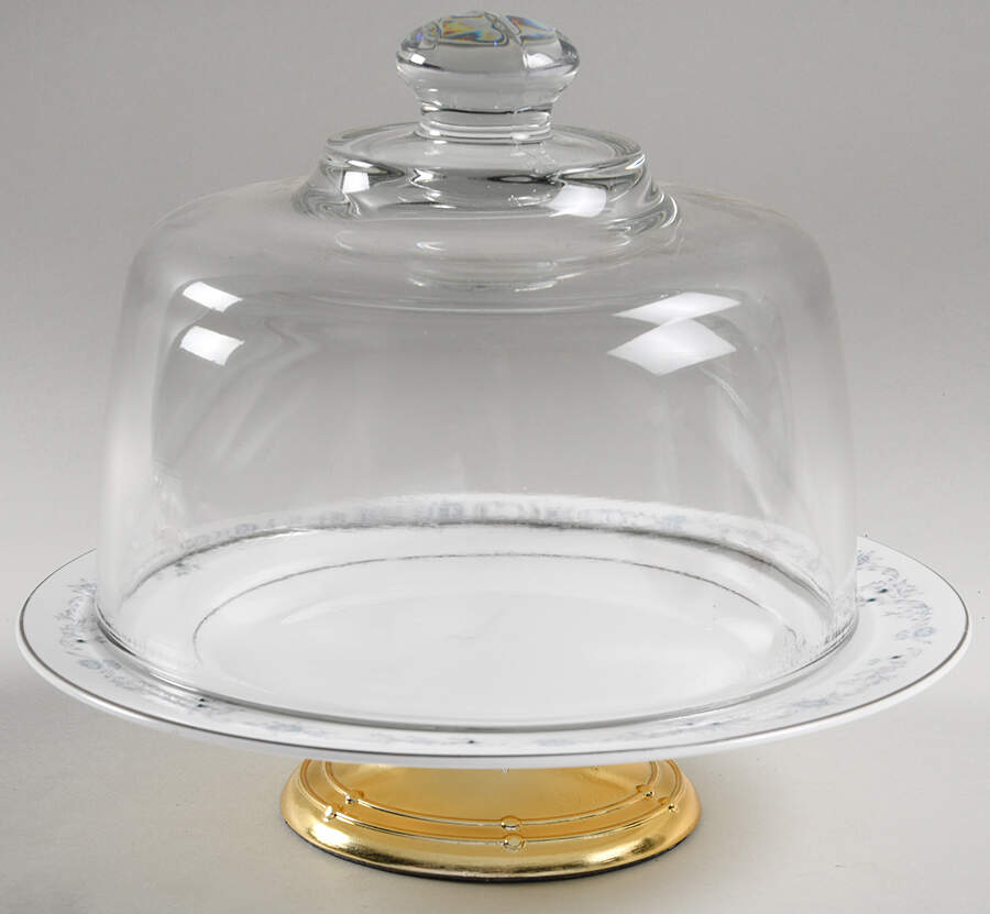 Angelique 6 1/2"-7 1/2" Footed Cheese Plate w/ Glass Dome HC by Royal Doulton-1