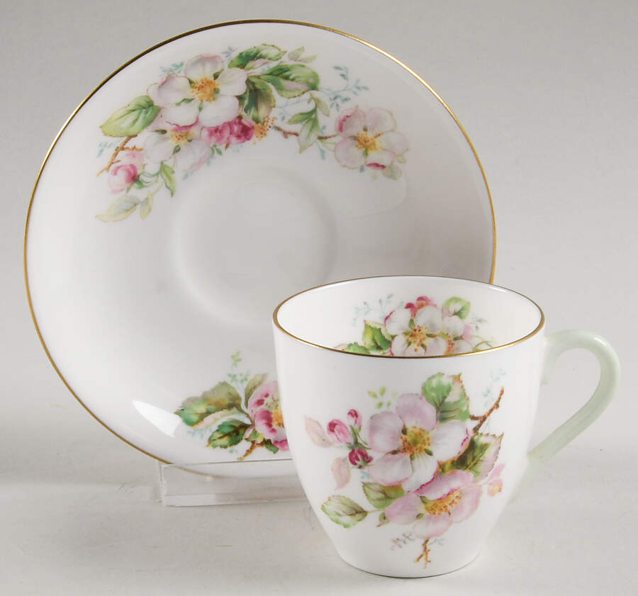 Apple Blossom Flat Demitasse Cup & Saucer Set by Royal Doulton-1