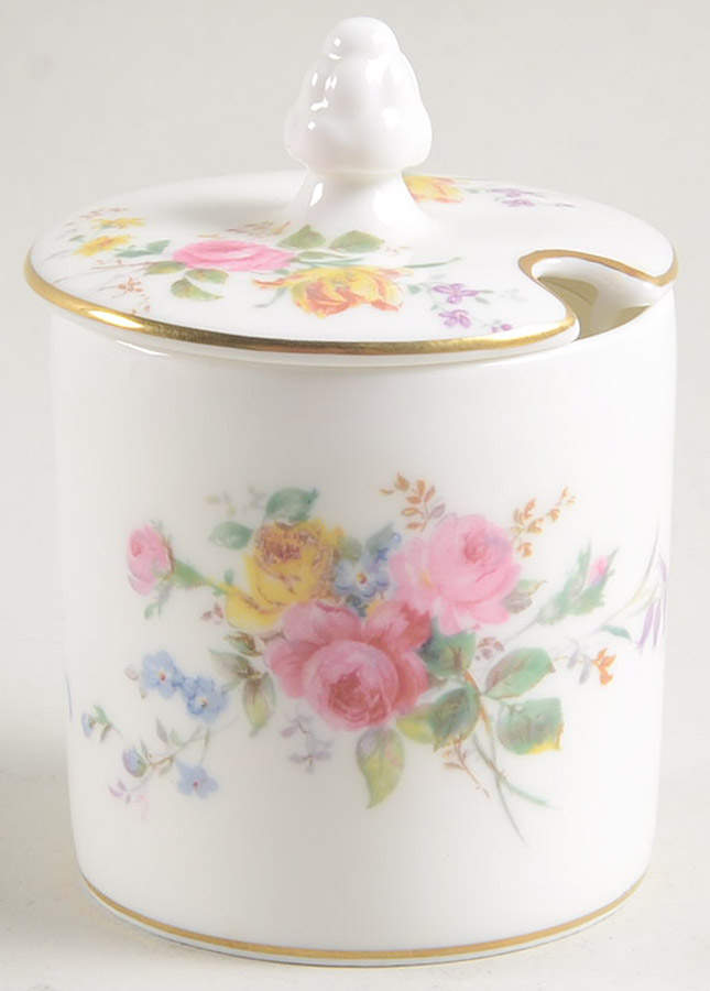 Arcadia (New, Smooth, Brown Green Backstamp) Mustard Jar & Lid by Royal Doulton-1