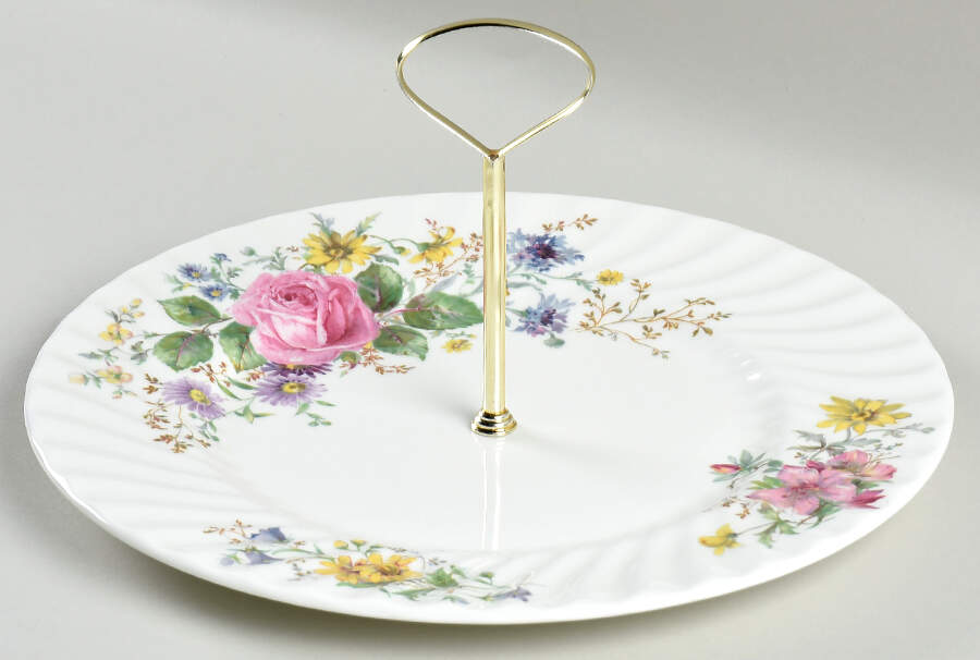 Arcadia (New, Smooth, Brown Green Backstamp) Round Serving Plate with Handle (DP) by Royal Doulton-1