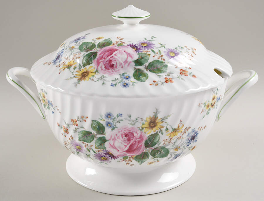 Arcadia (New, Smooth, Brown Green Backstamp) Tureen & Lid by Royal Doulton-1