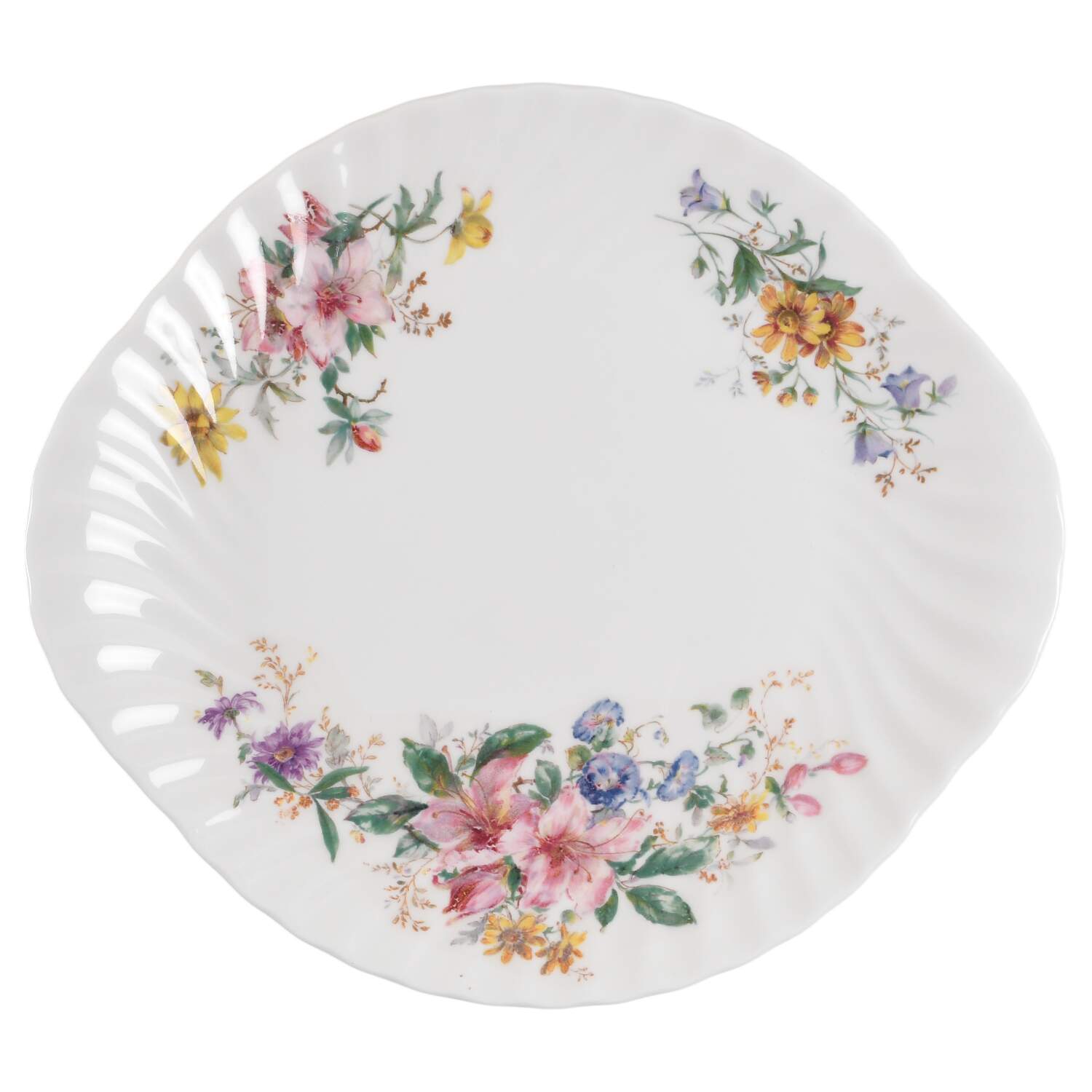 Arcadia (New, Smooth, Brown Green Backstamp) Handled Cake Plate by Royal Doulton-1