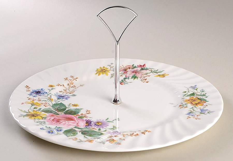 Arcadia (New, Smooth, Brown Green Backstamp) Round Serving Plate with Handle (DP) by Royal Doulton-1