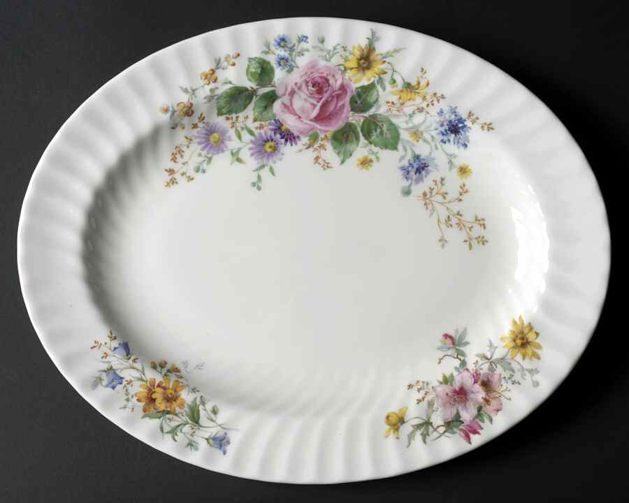 Arcadia (New, Smooth, Brown Green Backstamp) 13" Oval Serving Platter by Royal Doulton-1