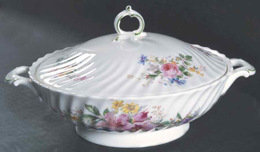 Arcadia (New, Smooth, Brown Green Backstamp) Round Covered Vegetable by Royal Doulton-1