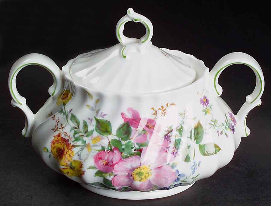 Arcadia (New, Smooth, Brown Green Backstamp) Sugar Bowl & Lid by Royal Doulton-1