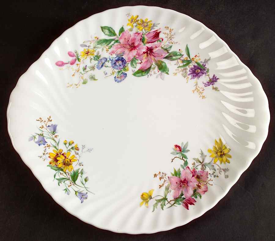 Arcadia (New, Smooth, Brown Green Backstamp) Handled Cake Plate by Royal Doulton-1