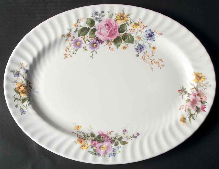 Arcadia (New, Smooth, Brown Green Backstamp) 16" Oval Serving Platter by Royal Doulton-1