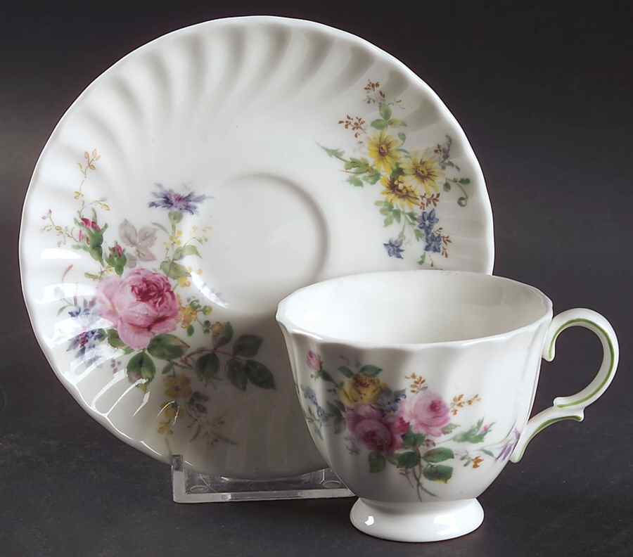 Arcadia (New, Smooth, Brown Green Backstamp) Footed Demitasse Cup & Saucer Set by Royal Doulton-1