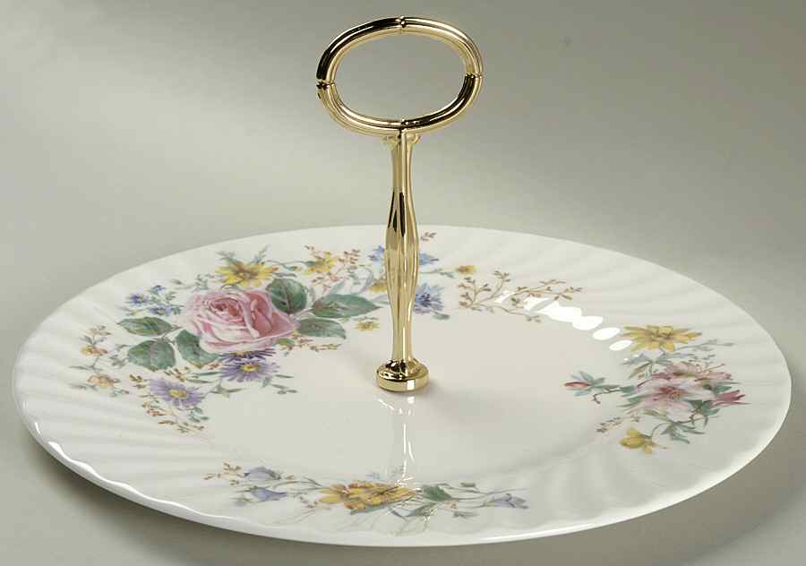 Arcadia (New, Smooth, Brown Green Backstamp) Round Serving Plate with Handle (DP) by Royal Doulton-1