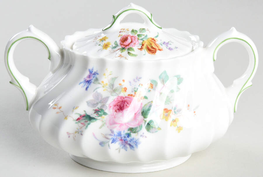 Arcadia (Older, Green Backstamp) Sugar Bowl & Lid by Royal Doulton-1