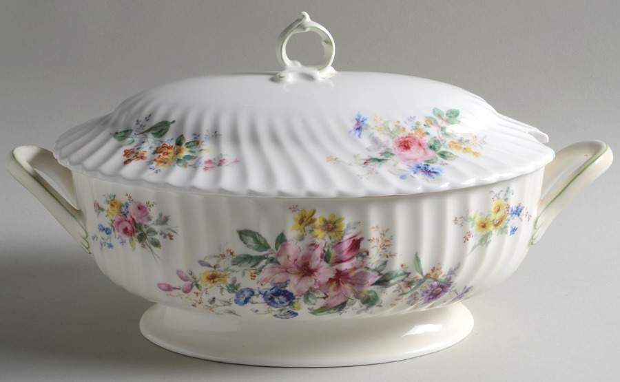 Arcadia (Older, Green Backstamp) Oval Tureen & Lid by Royal Doulton-1