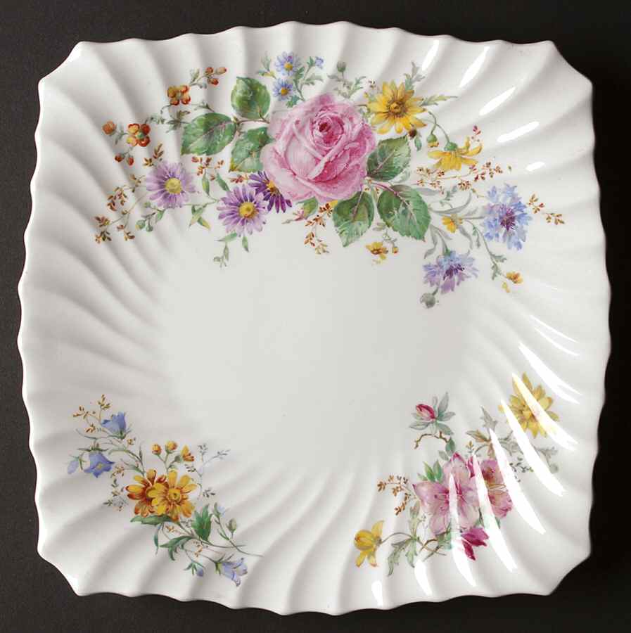 Arcadia (Older, Green Backstamp) Square Cake Plate by Royal Doulton-1