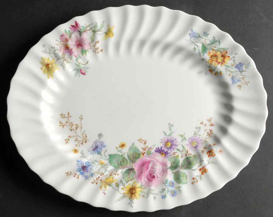 Arcadia (Older, Green Backstamp) 12" Oval Serving Platter by Royal Doulton-1