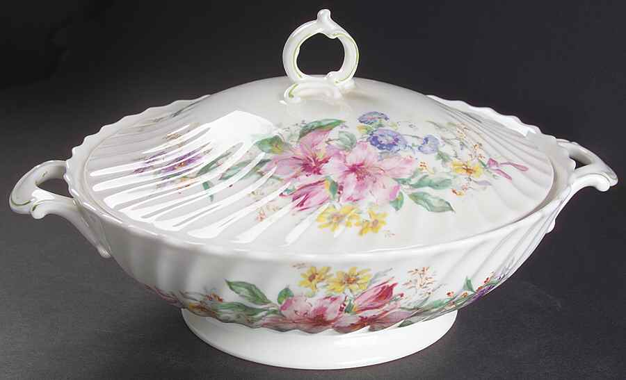 Arcadia (Older, Green Backstamp) Round Covered Vegetable by Royal Doulton-1