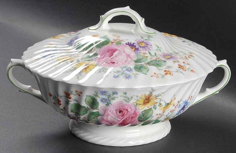Arcadia (Older, Green Backstamp) Round Covered Vegetable by Royal Doulton-1