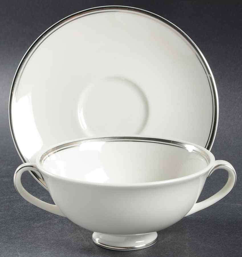 Argenta Footed Cream Soup Bowl & Saucer Set by Royal Doulton-1