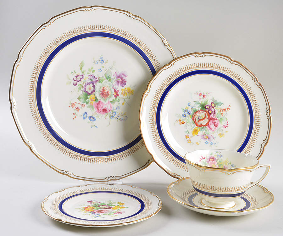 Ascot Blue (Floral Center) 5 Piece Place Setting by Royal Doulton-1