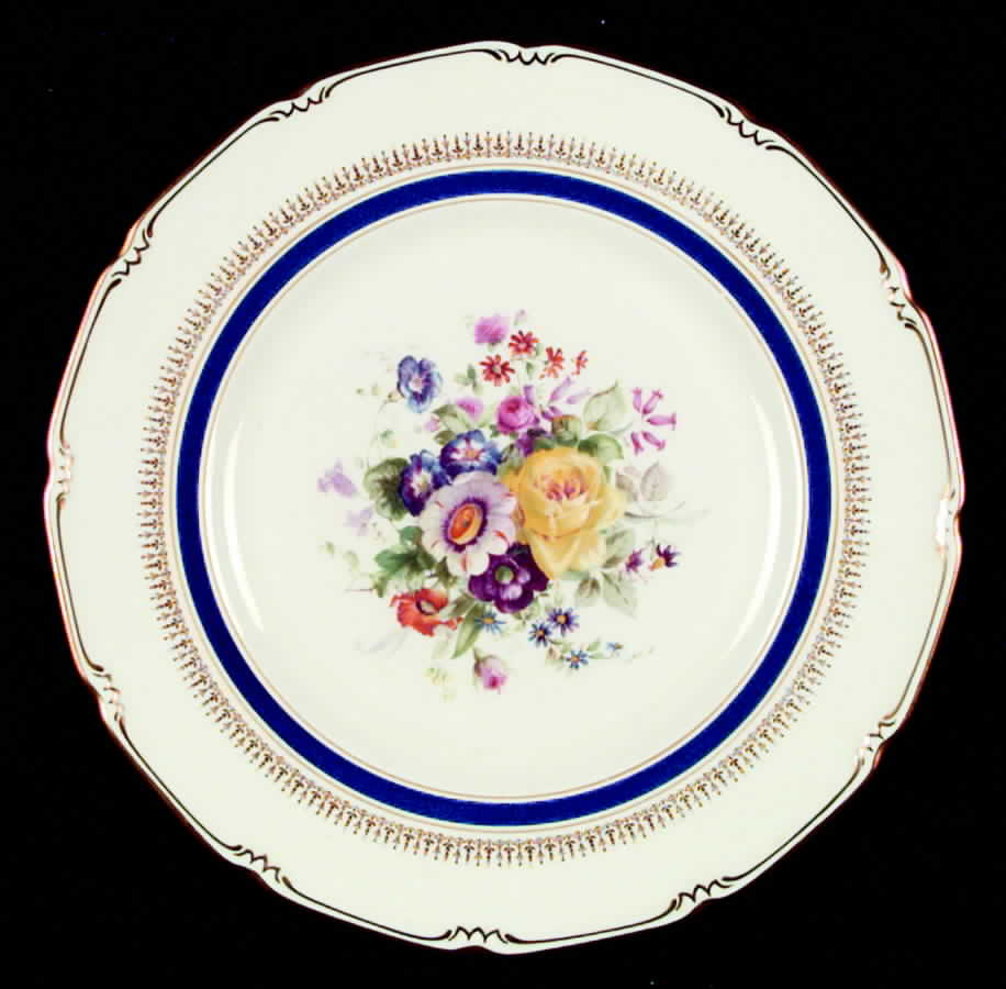 Ascot Blue (Floral Center) Dinner Plate by Royal Doulton-1