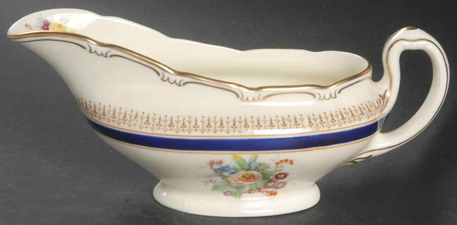 Ascot Blue (Floral Center) Gravy Boat by Royal Doulton-1