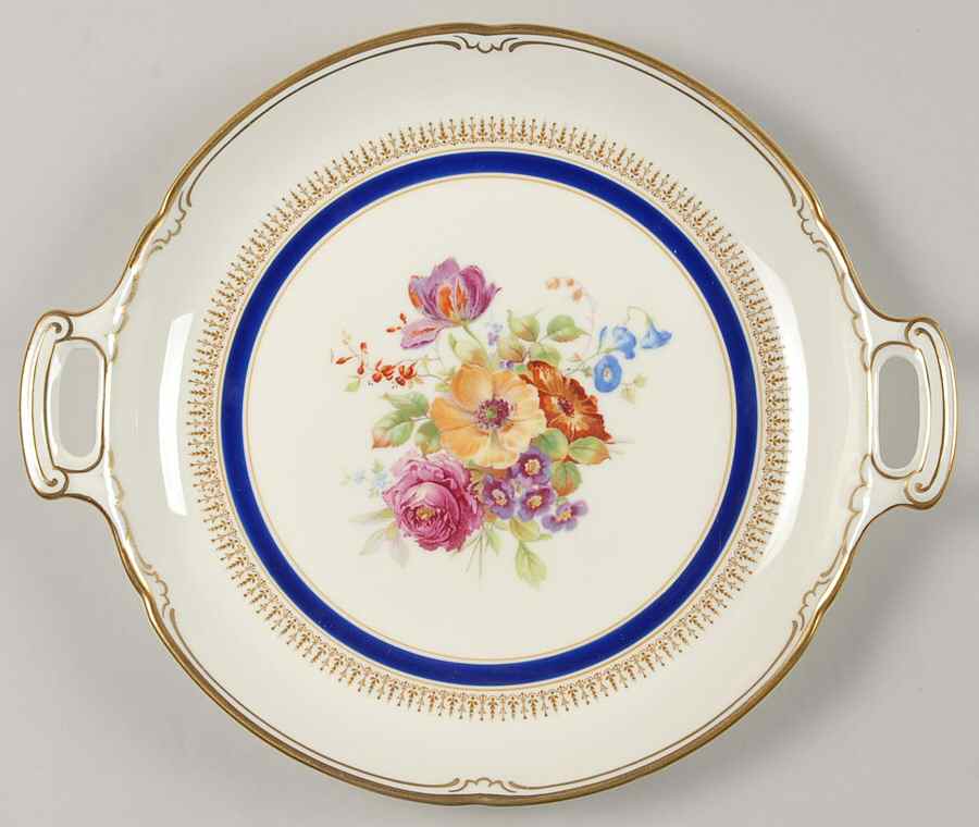Ascot Blue (Floral Center) Cake Plate by Royal Doulton-1
