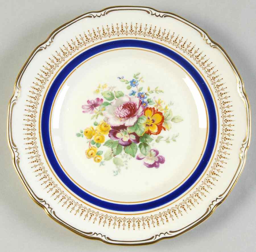 Ascot Blue (Floral Center) Bread & Butter Plate by Royal Doulton-1