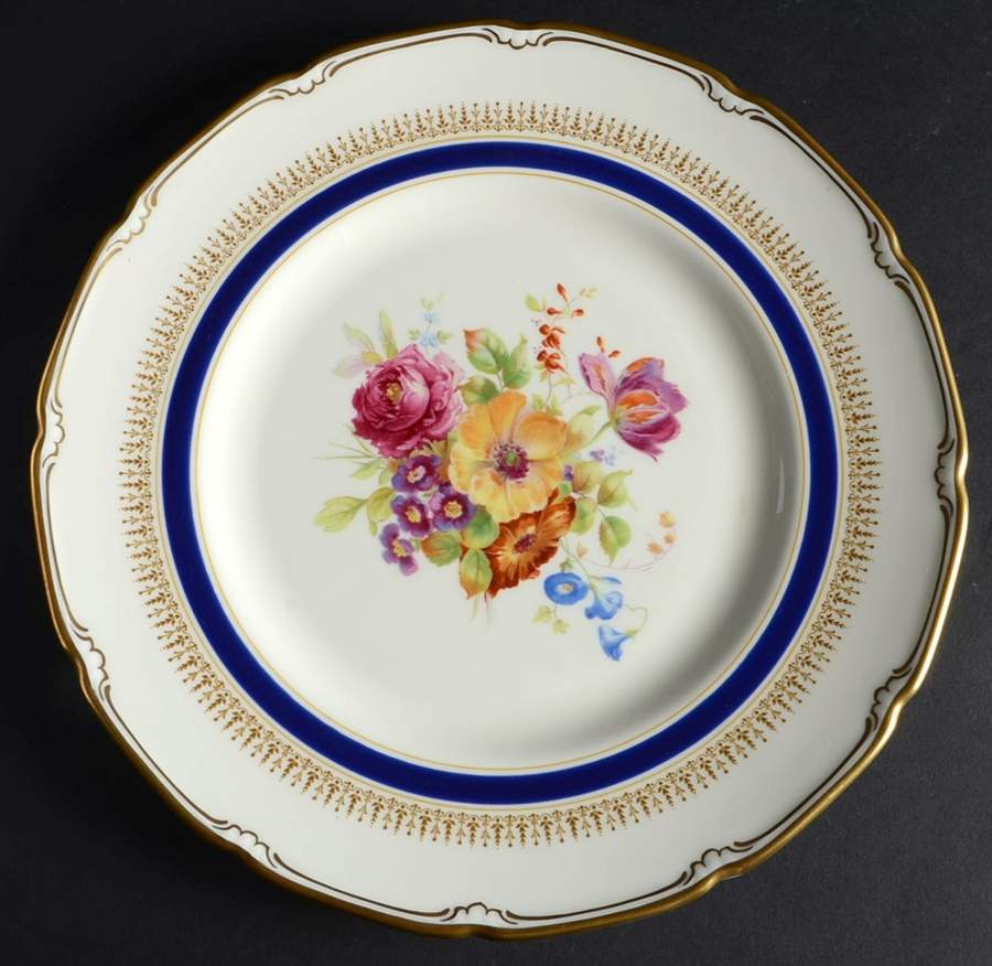 Ascot Blue (Floral Center) Luncheon Plate by Royal Doulton-1