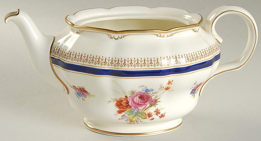 Ascot Blue (Floral Center) Teapot No Lid by Royal Doulton-1