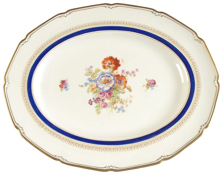 Ascot Blue (Floral Center) 14" Oval Serving Platter by Royal Doulton-1
