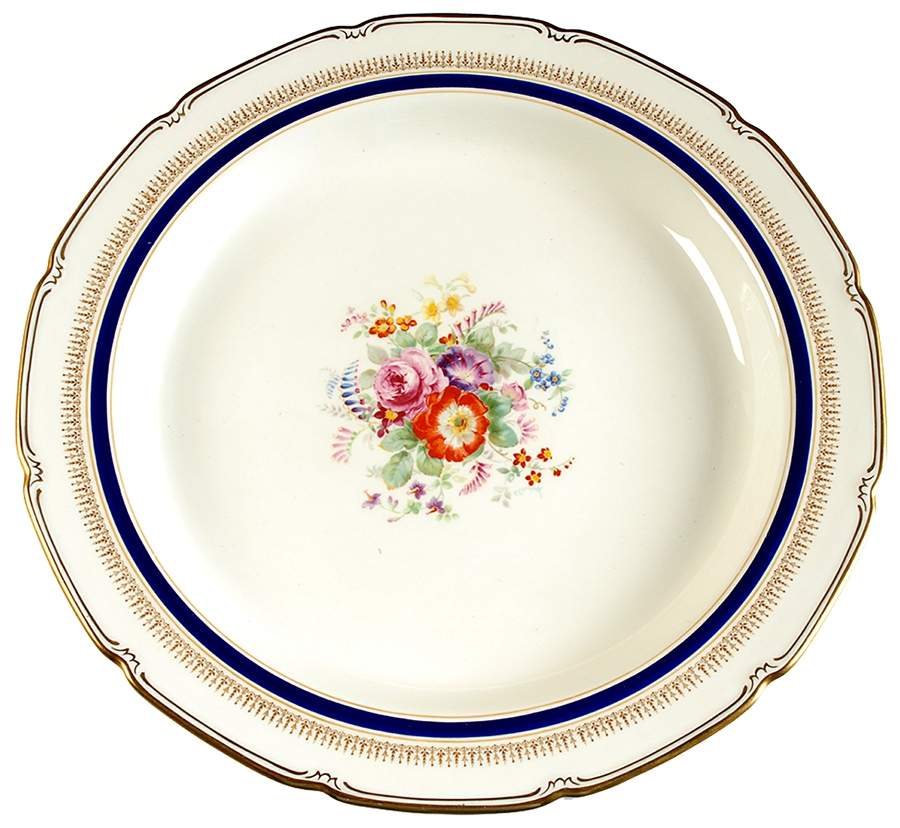 Ascot Blue (Floral Center) 14" Chop Plate (Round Platter) by Royal Doulton-1