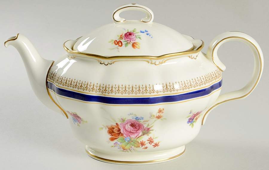 Ascot Blue (Floral Center) Teapot & Lid by Royal Doulton-1