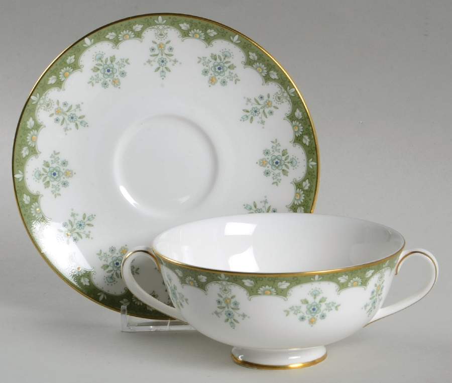 Ashmont Footed Cream Soup Bowl & Cup Saucer Set by Royal Doulton-1