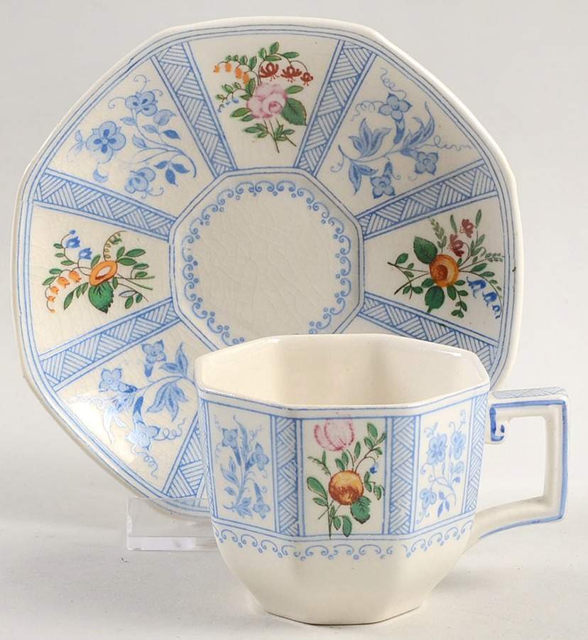 Astbury (Blue, Multicolor) Flat Demitasse Cup & Saucer Set by Royal Doulton-1