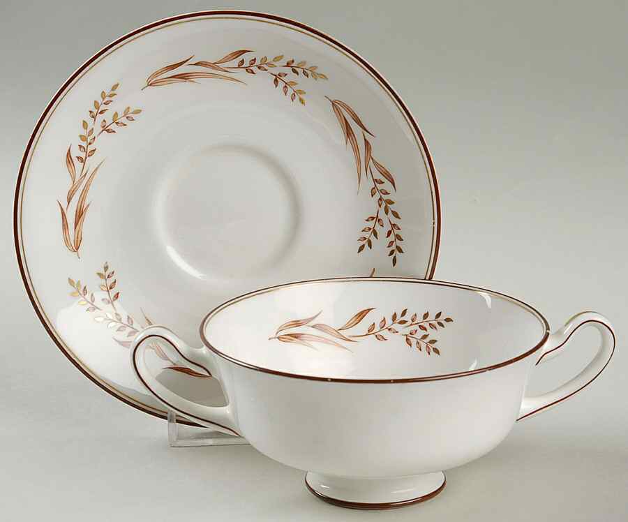 Autumn Breezes Footed Cream Soup Bowl & Saucer Set by Royal Doulton-1