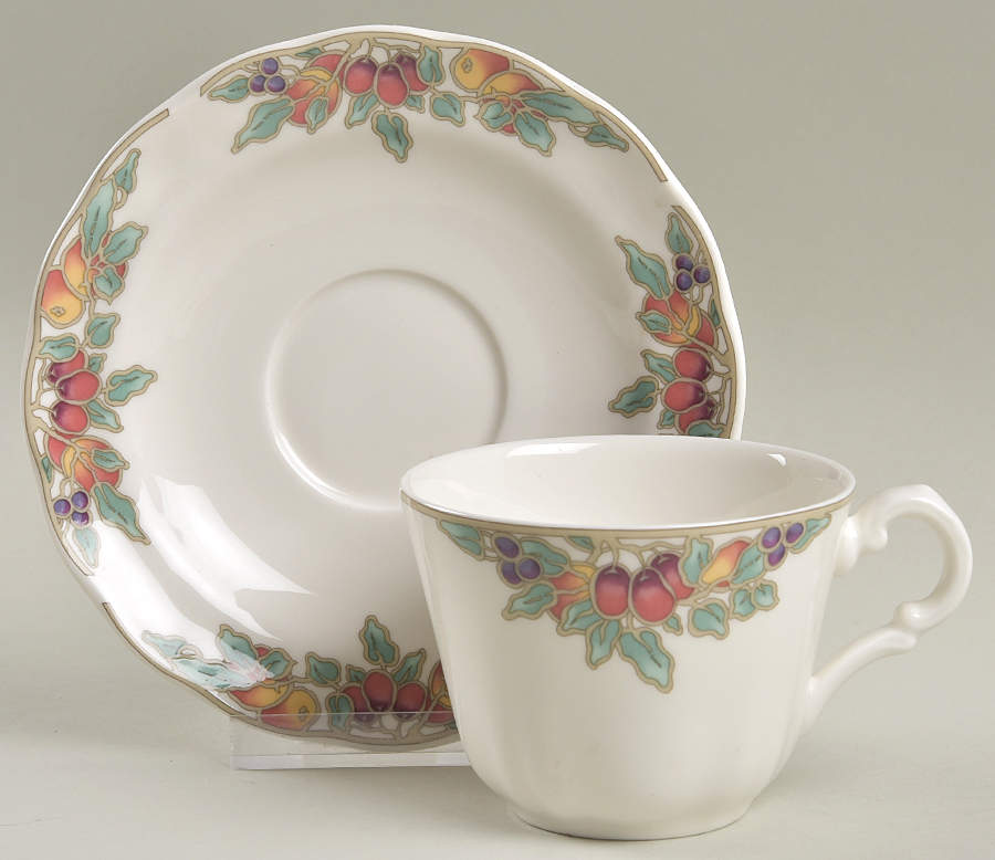 Autumn Fruits Flat Cup & Saucer Set by Royal Doulton-1