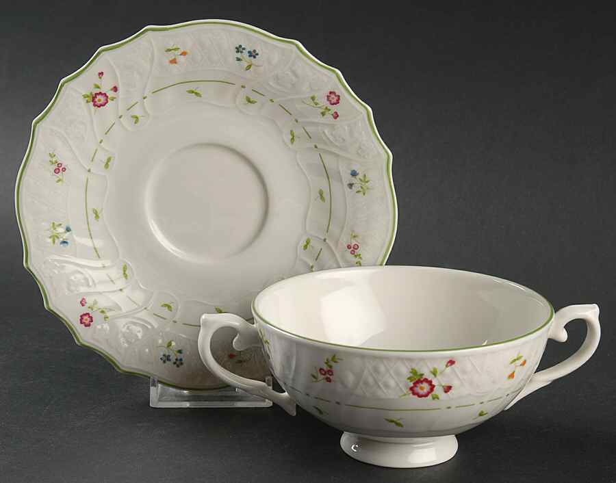 Avignon Footed Cream Soup Bowl & Saucer Set by Royal Doulton-1